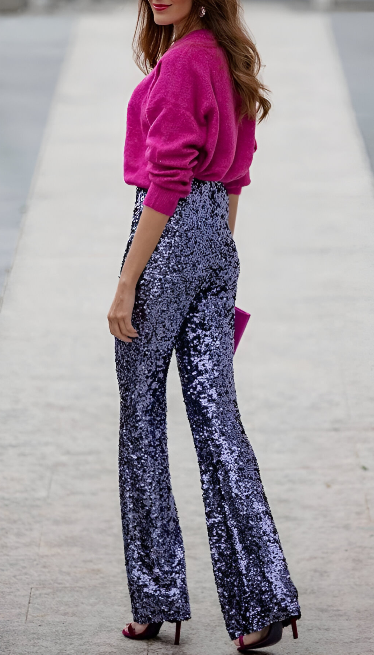 Zari™ | Pantalon Évasé à Paillettes Élégant