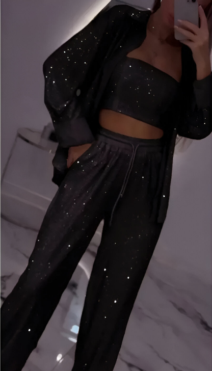 Nola™ | Ensemble de salon moderne en sequins 3 pièces