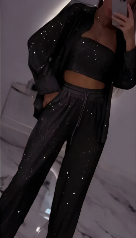 Nola™ | Ensemble de salon moderne en sequins 3 pièces