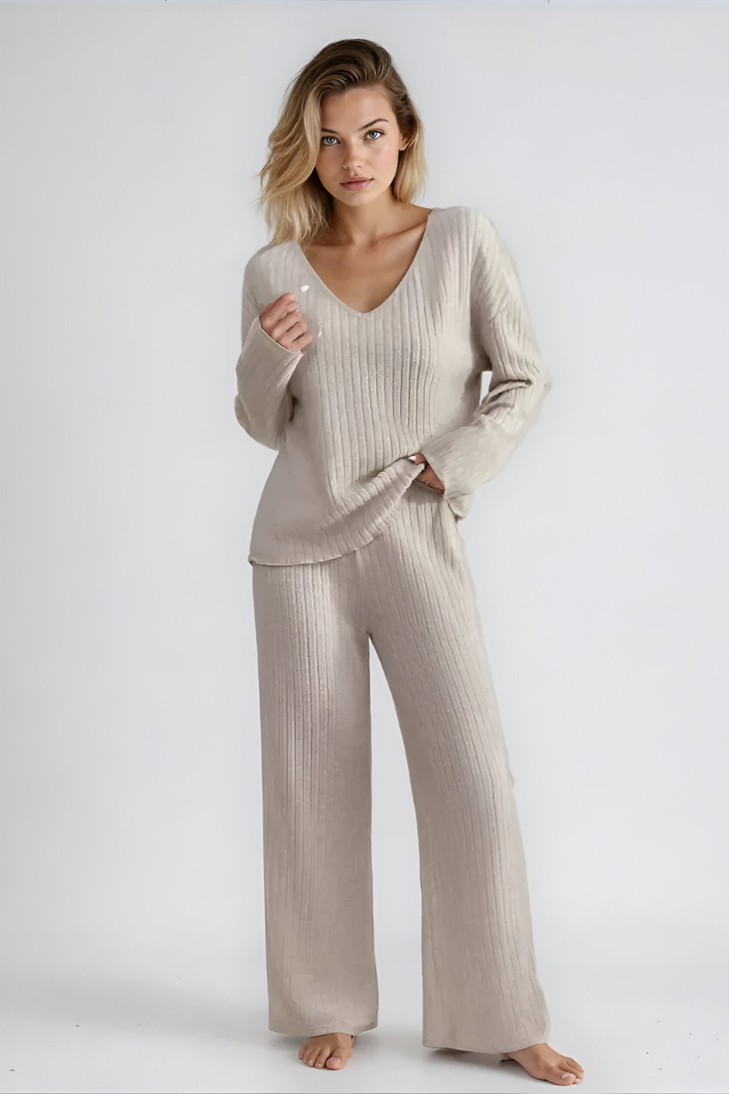 Amaris™ | Ensemble de salon tricoté doux à rayures