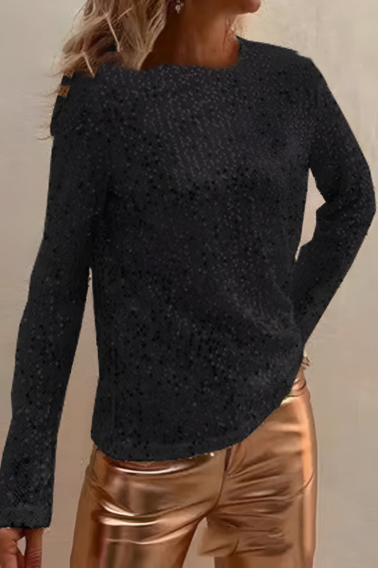 Nela™ | Haut Élégant à Manches Longues Pailleté