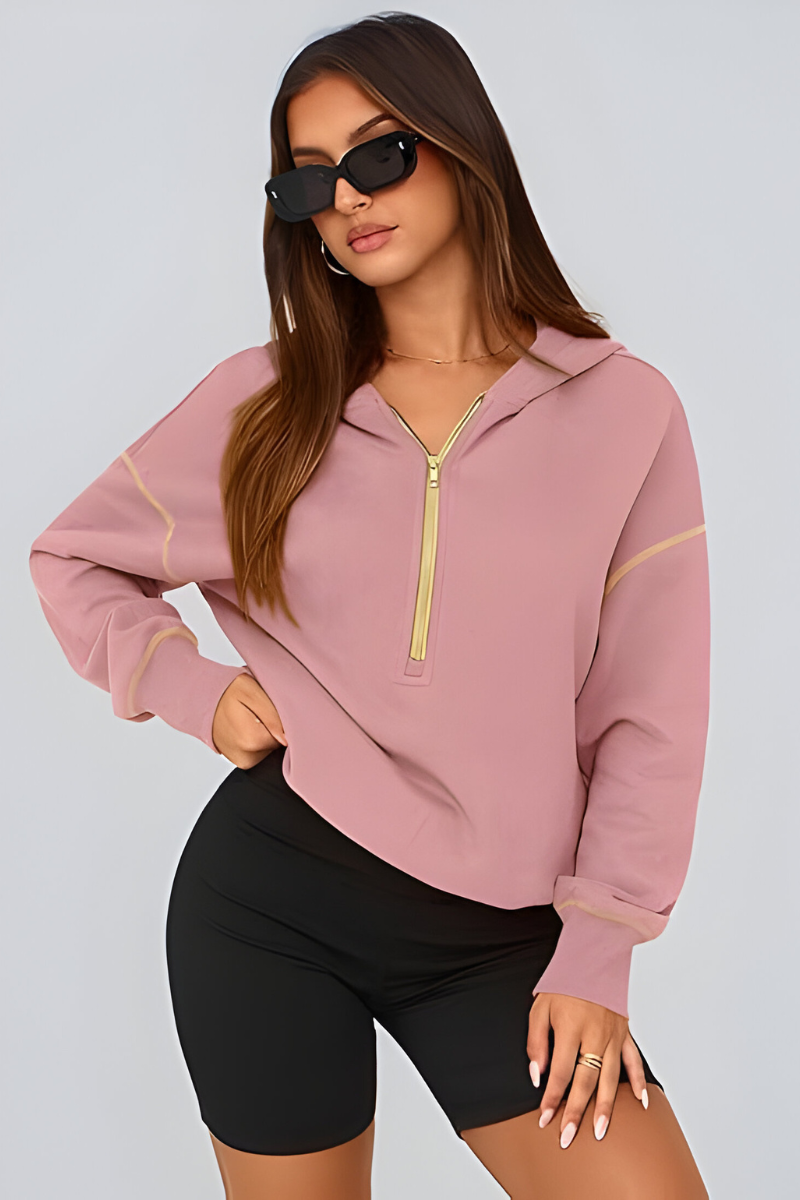 Élise™ | Hoodie Luxe à Zip Demi avec Coupe Relaxée