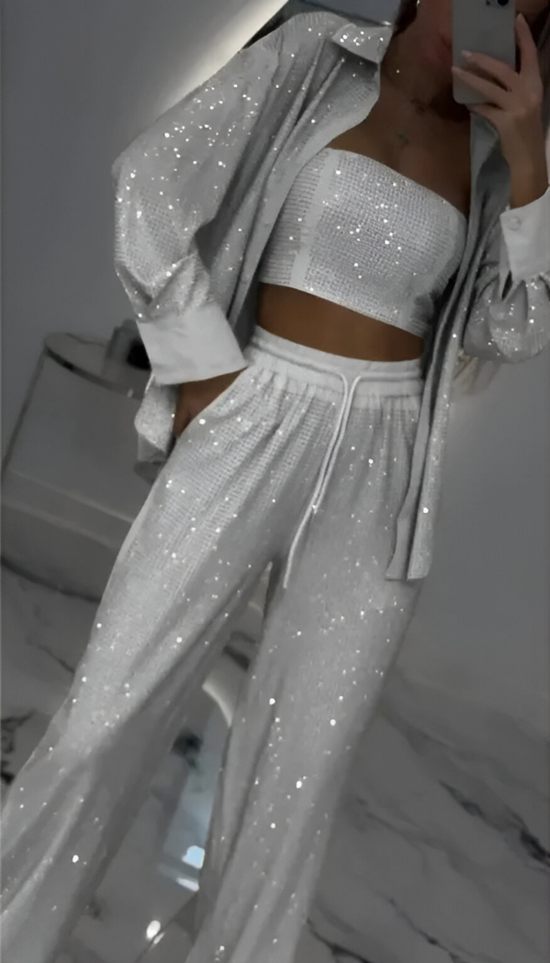 Nola™ | Ensemble de salon moderne en sequins 3 pièces