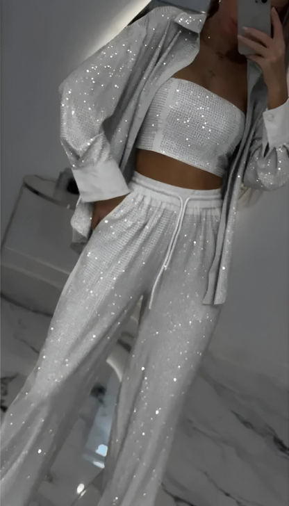 Nola™ | Ensemble de salon moderne en sequins 3 pièces