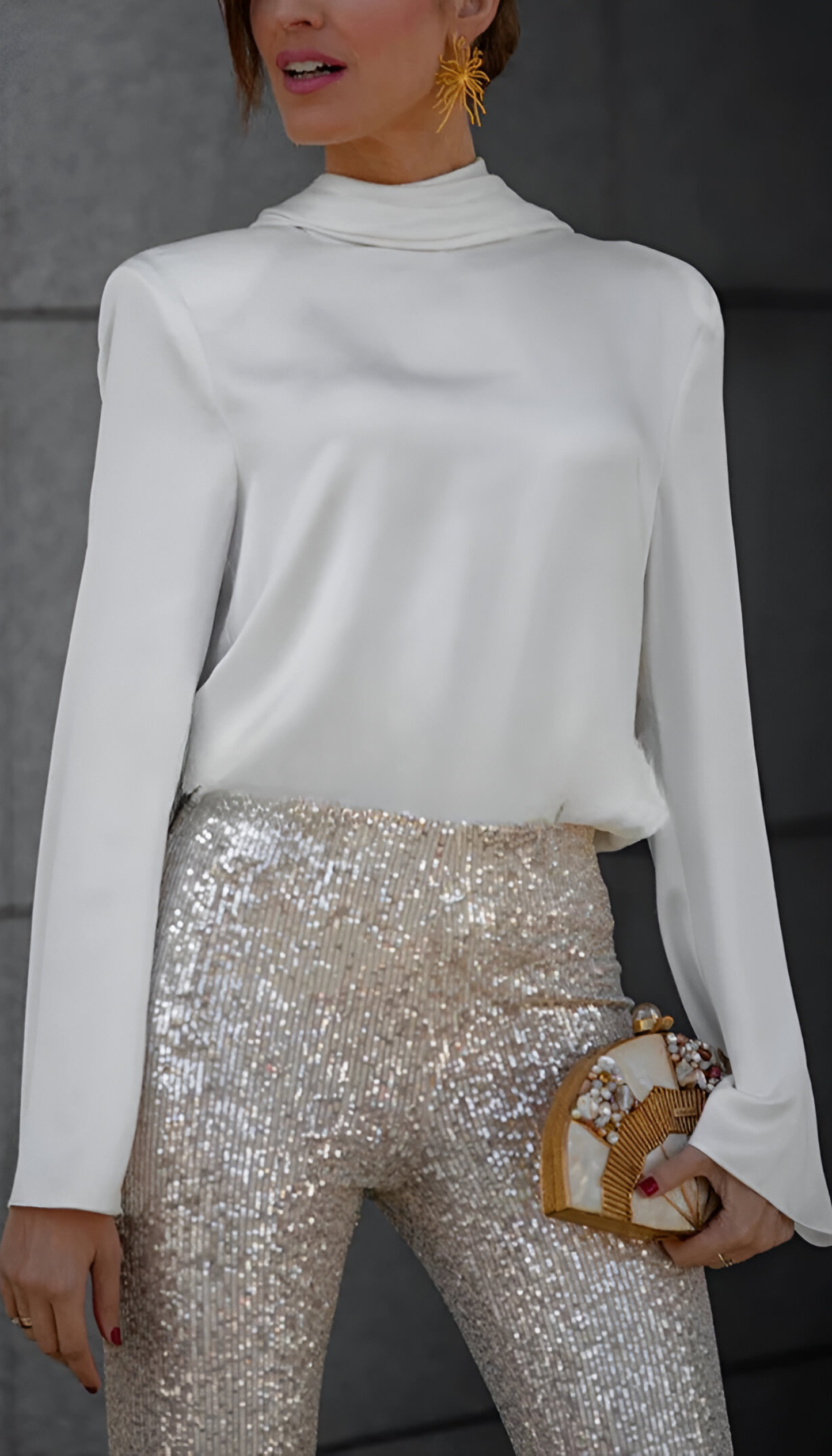 Zari™ | Pantalon Évasé à Paillettes Élégant