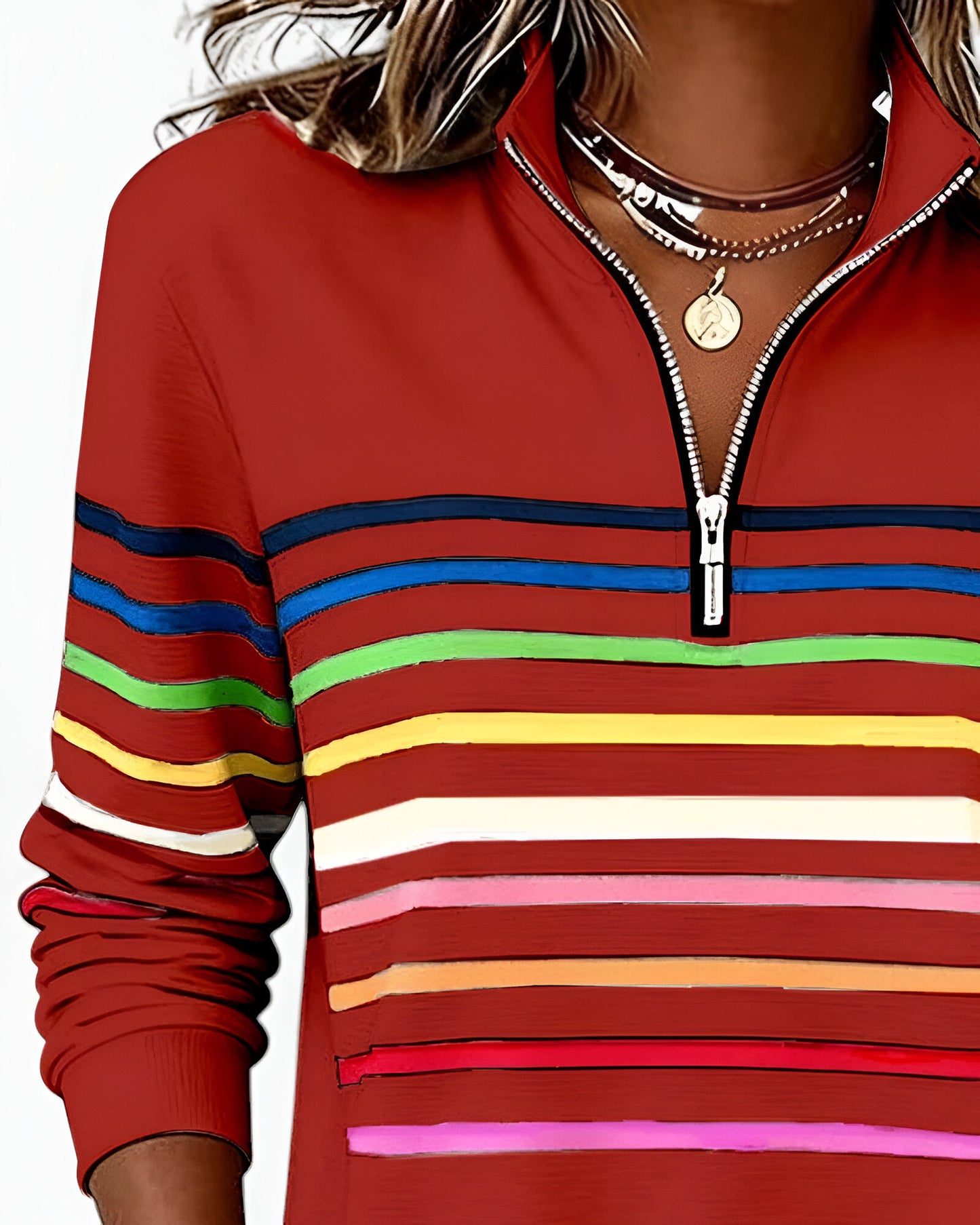 Kira™ | Pull zippé rayé décontracté