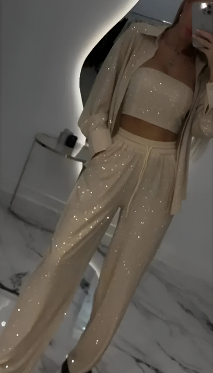 Nola™ | Ensemble de salon moderne en sequins 3 pièces