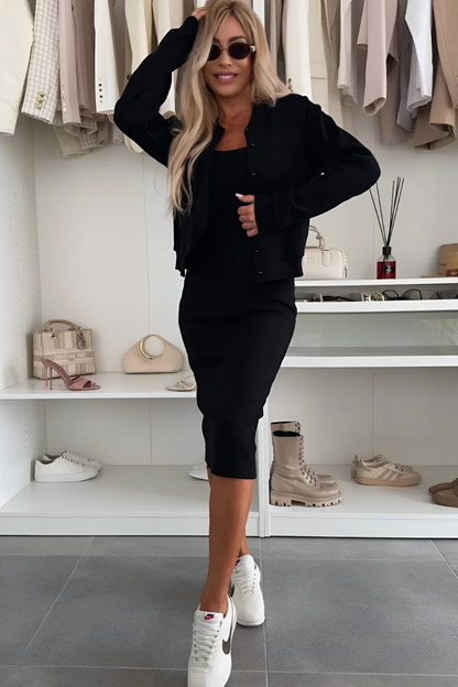 Manon | Robe Midi Confortable & Gilet