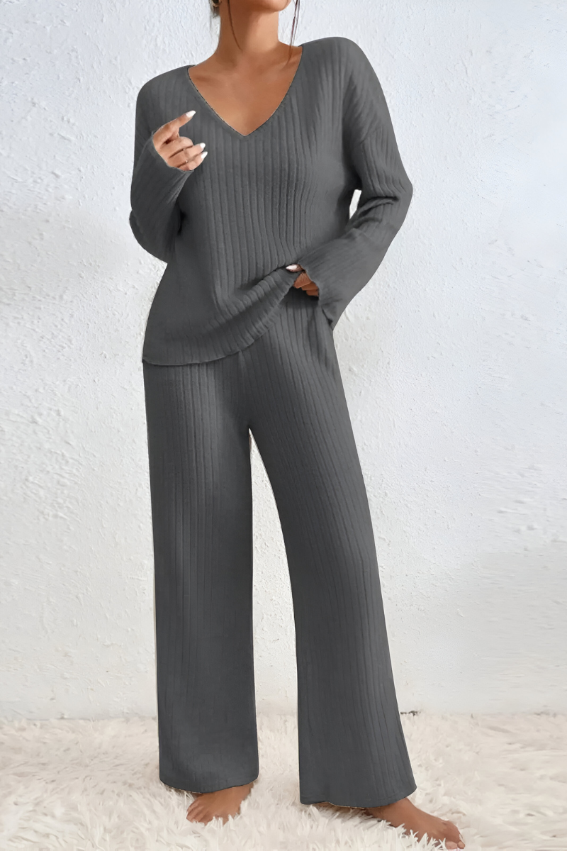 Amaris™ | Ensemble de salon tricoté doux à rayures