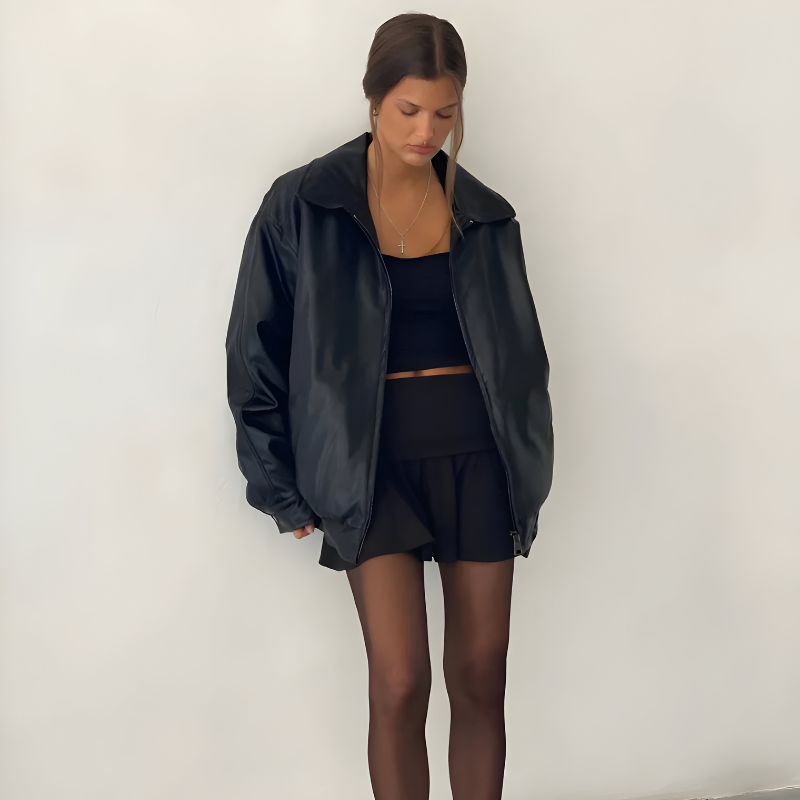 Mira | Veste en cuir oversize élégante