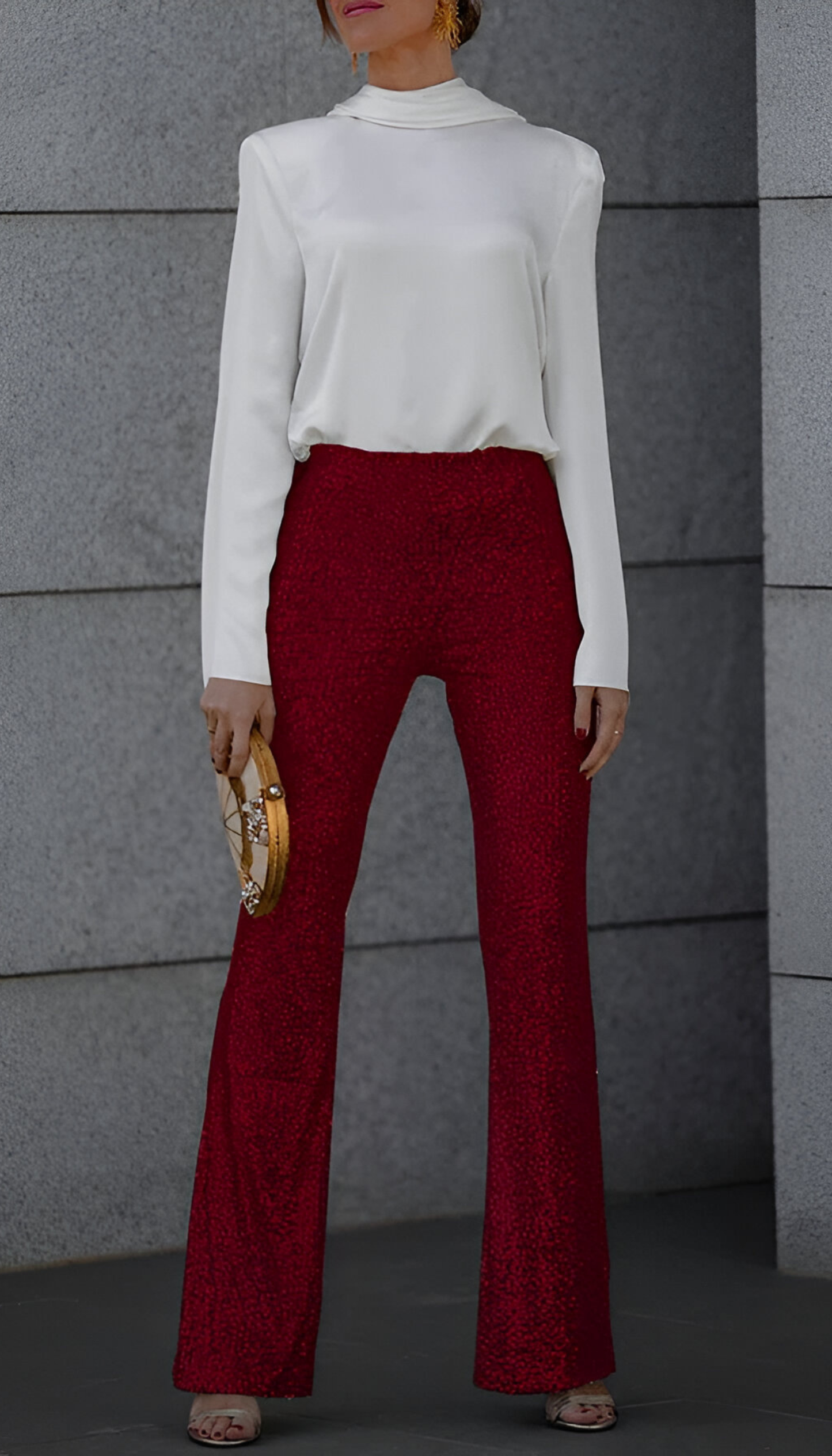 Zari™ | Pantalon Évasé à Paillettes Élégant