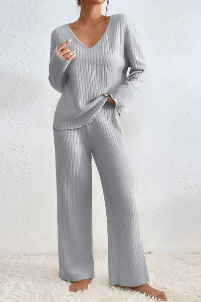 Amaris™ | Ensemble de salon tricoté doux à rayures