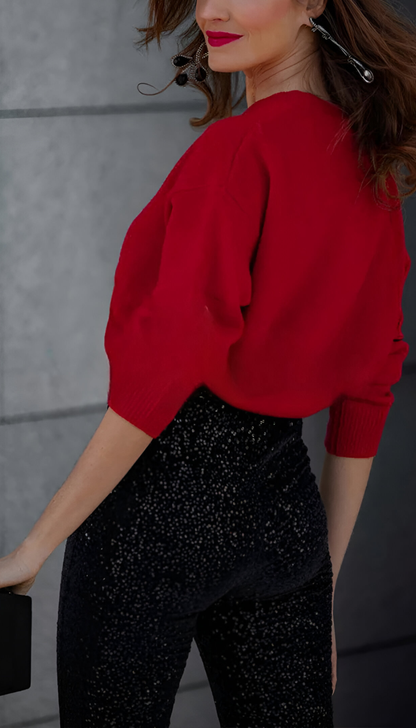 Zari™ | Pantalon Évasé à Paillettes Élégant