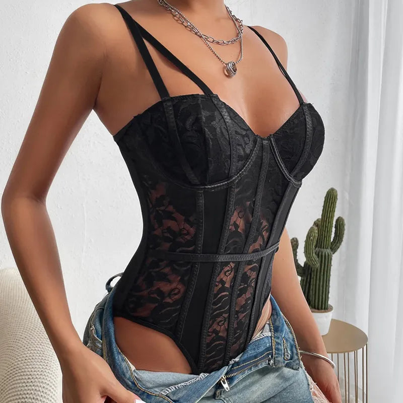 Élise™ | Body-corset en dentelle brodée
